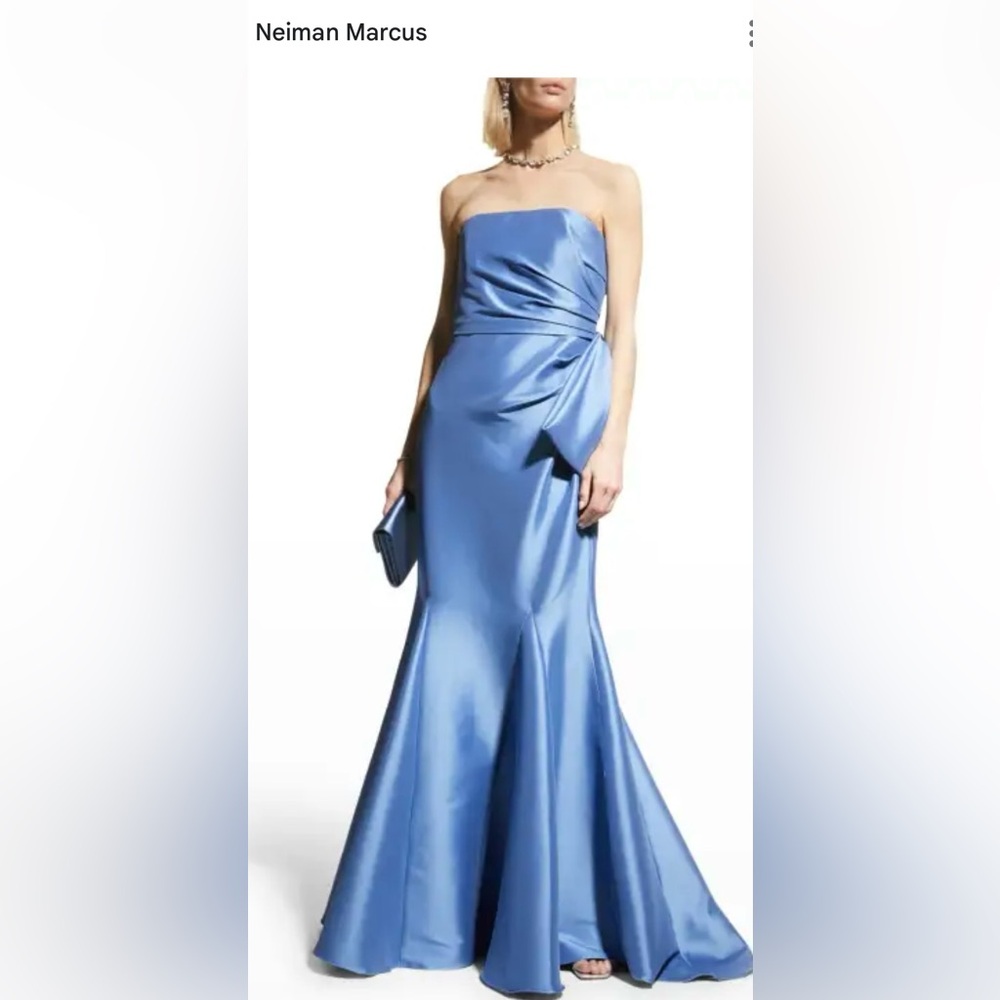 Elegant Badgley Mischka Blue Satin Evening Gown